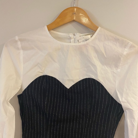 White & Blue Cotton Corsette Striped Top - Picture 2 of 3